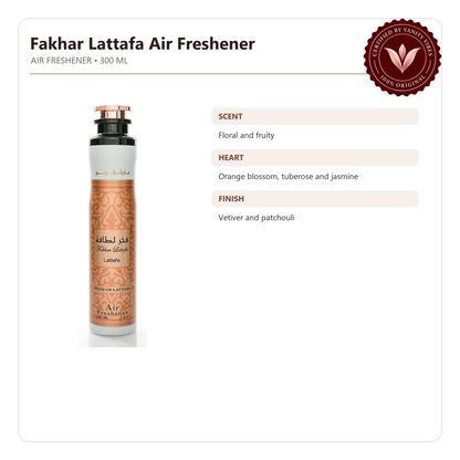 Lattafa Fakhar Lattafa Air Freshener 300ml — Fragrance features image with Vanity Vibes badge