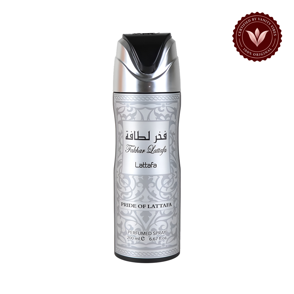 Lattafa Fakhar Lattafa Silver Men Body Spray 200ml — Alternate product photo with Vanity Vibes badge