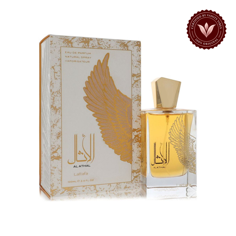 Lattafa Al Athal Eau de Parfum 100ml - Long Lasting Floral Unisex Fragrance for Women — product and packaging on white