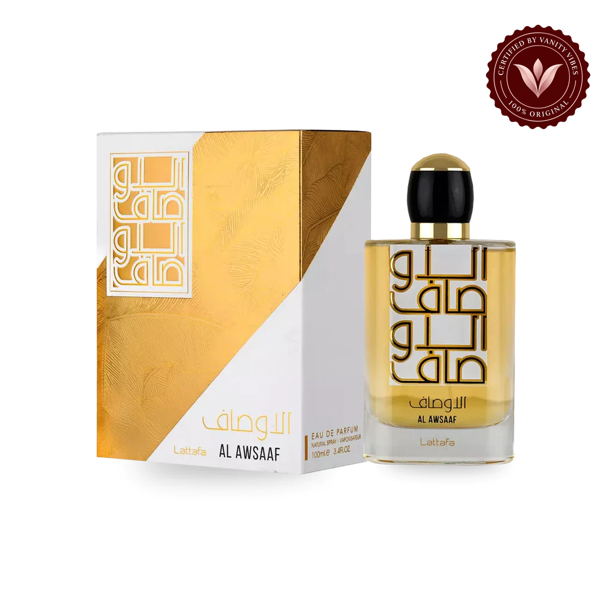 Lattafa Al Awsaaf Eau de Parfum Spray for Men 100ml — product and packaging on white