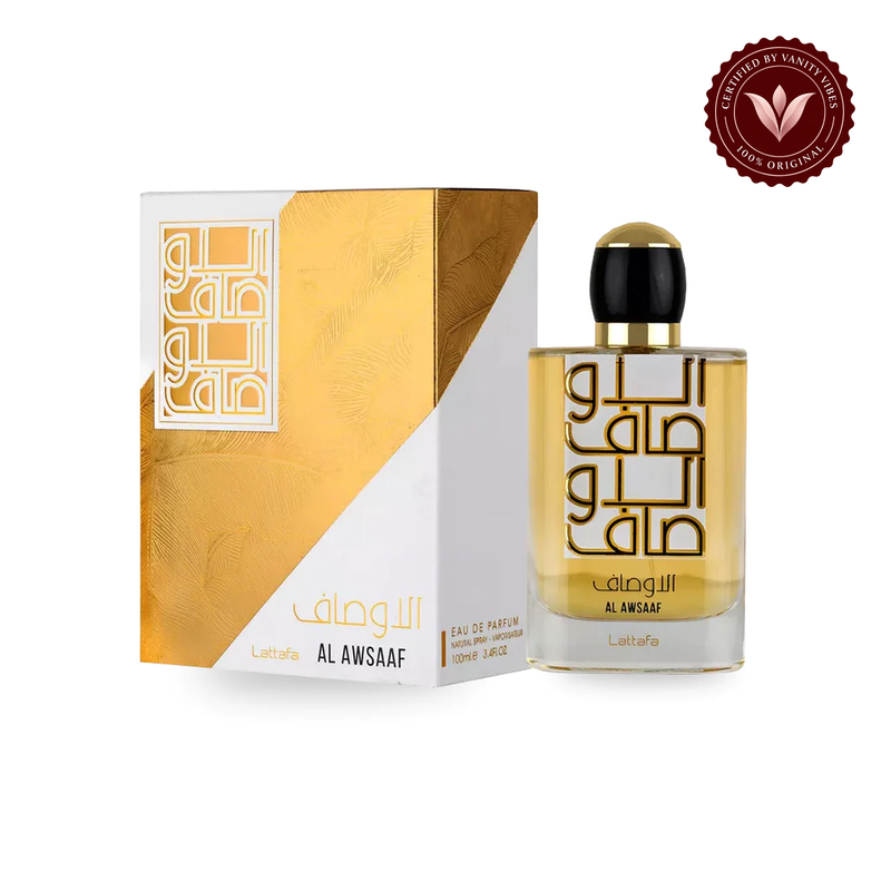 Lattafa Al Awsaaf Eau de Parfum Spray for Men 100ml — product and packaging on white