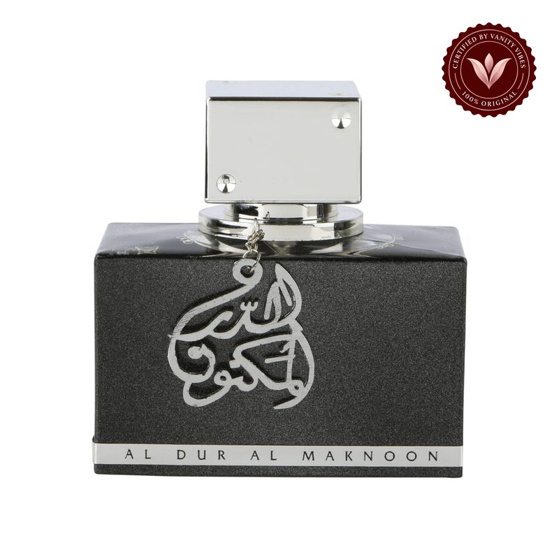 Lattafa Al Dur Al Maknoon Silver Eau de Parfum 100ml - Long Lasting Original Luxury Unisex Fragrance for Men & Women — centered product on white