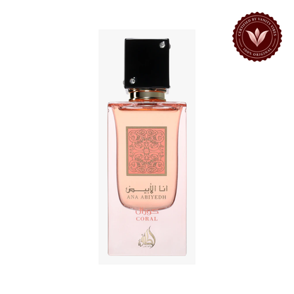 Lattafa Ana Abiyedh Coral Eau de Parfum 60ml - Long Lasting Elegant Unisex Fragrance for Men & Women — centered product on white