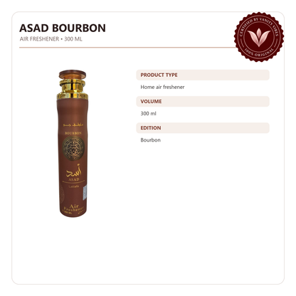 Lattafa Asad Bourbon Air Freshener 300ml - Long Lasting Luxury Warm Spicy Woody Fragrance Room Spray for Home & Office — product details