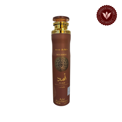 Lattafa Asad Bourbon Air Freshener 300ml - Long Lasting Luxury Warm Spicy Woody Fragrance Room Spray for Home & Office — centered hero image