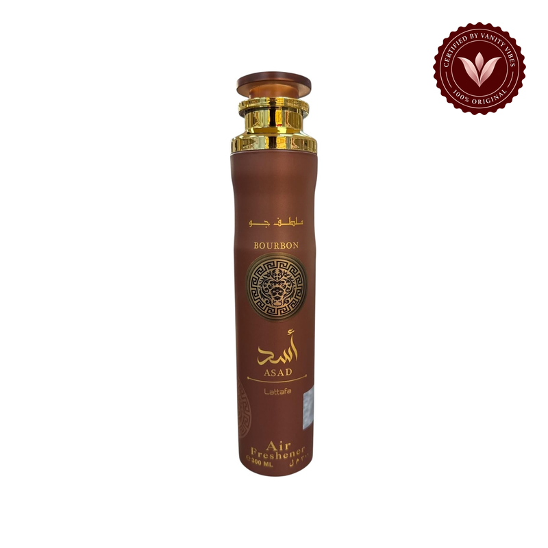 Lattafa Asad Bourbon Air Freshener 300ml - Long Lasting Luxury Warm Spicy Woody Fragrance Room Spray for Home & Office — centered hero image