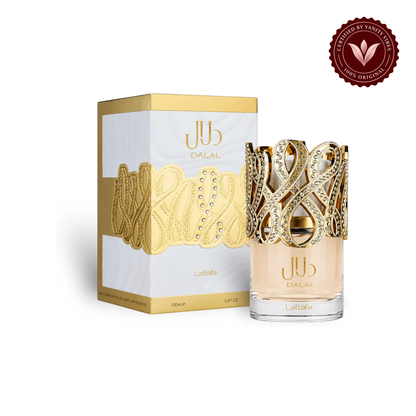 Lattafa Dalal Eau de Parfum 100ml - Long Lasting Original Elegant Floral Fragrance for Women — packaging and product image with Vanity Vibes badge