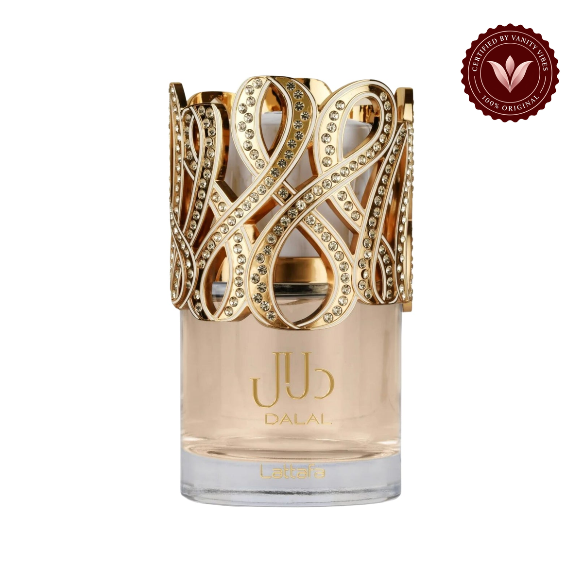 Lattafa Dalal Eau de Parfum 100ml - Long Lasting Original Elegant Floral Fragrance for Women — front product on white with Vanity Vibes authenticity badge