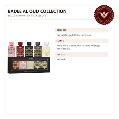 Badee Al Oud five-piece 5 ml perfume collection — product details and features