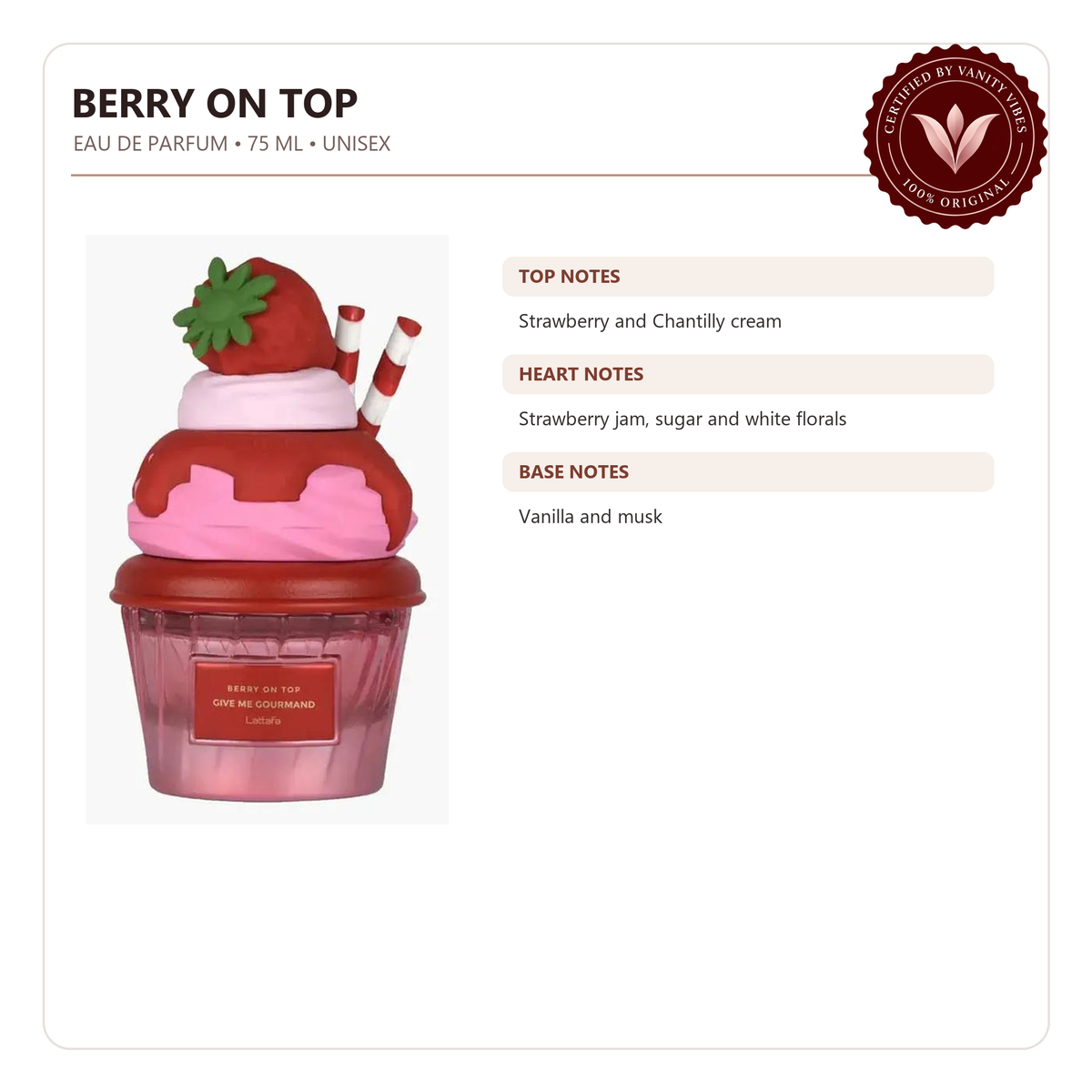 Lattafa Berry on Top Eau de Parfum 75 ml — product details and features