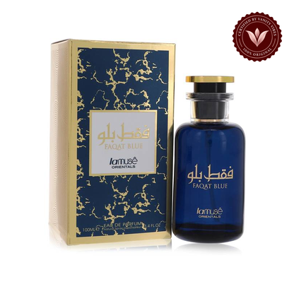 Faqat Blue Eau De Parfum Spray (100 ml ) by Lamuse Orientals (Lattafa) — alternate product image with authenticity badge