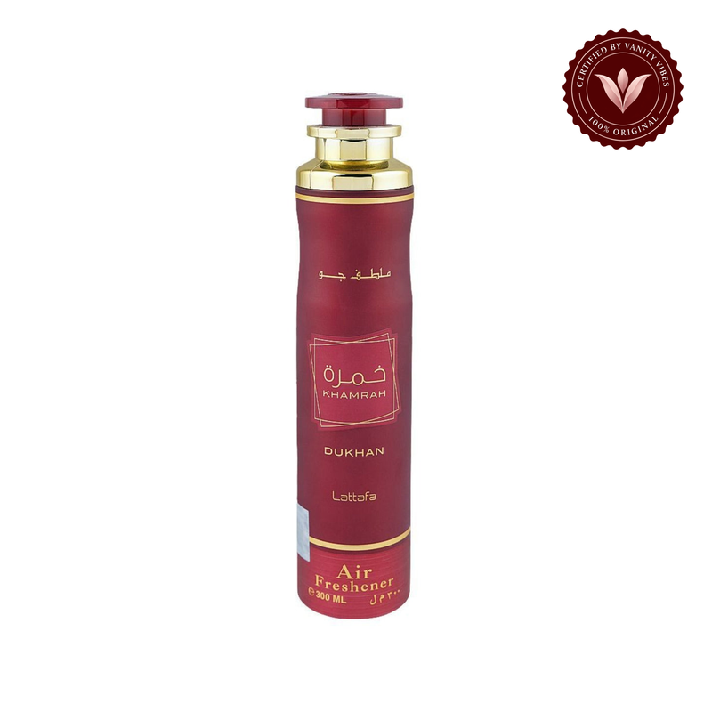 Khamrah Dukhan Air Freshener by Lattafa 300 ml Rich Home Fragrance & Long-Lasting Freshness — alternate product image with authenticity badge