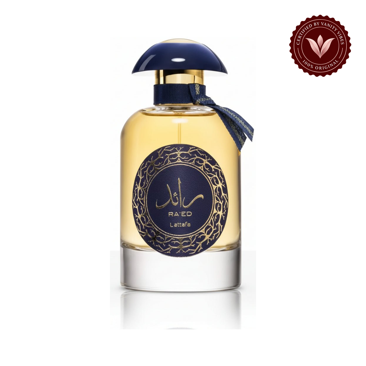Lattafa Raed Luxe Gold perfume bottle, centered front view