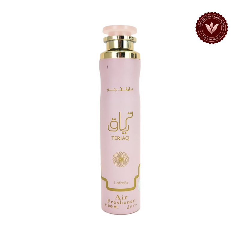 Lattafa Teriaq Air Freshener 300ml centered on white background with badge