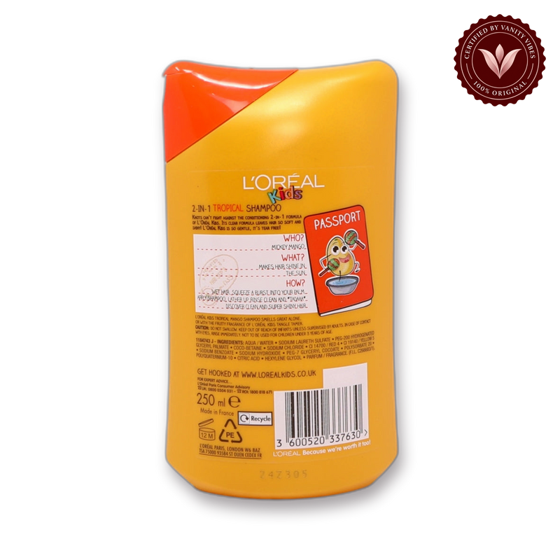 L'oreal Paris Kids Extra Gentle 2 In 1 Tropical Mango Shampoo 250ml — secondary view
