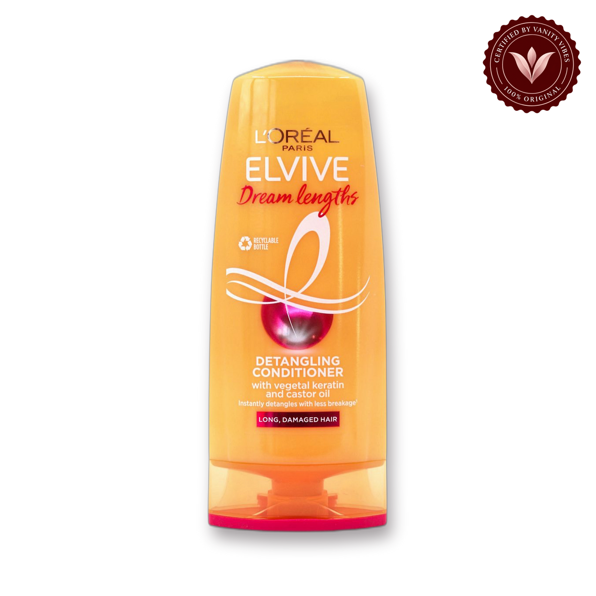 Loreal Paris L'Oréal Paris Elvive Dream Lengths Detangling Conditioner 200ml - With Vegetal Keratin & Castor Oil for Smooth, Tangle-Free Hair — front view