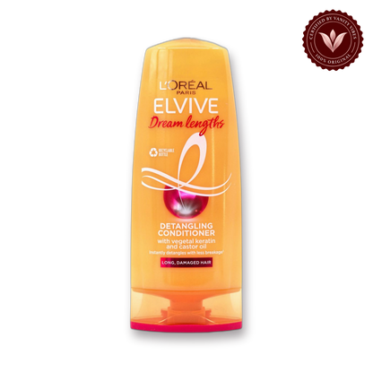 Loreal Paris L'Oréal Paris Elvive Dream Lengths Detangling Conditioner 200ml - With Vegetal Keratin & Castor Oil for Smooth, Tangle-Free Hair — front view
