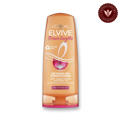 Loreal Paris L'Oréal Paris Elvive Dream Lengths Detangling Conditioner 200ml - With Vegetal Keratin & Castor Oil for Smooth, Tangle-Free Hair — secondary view