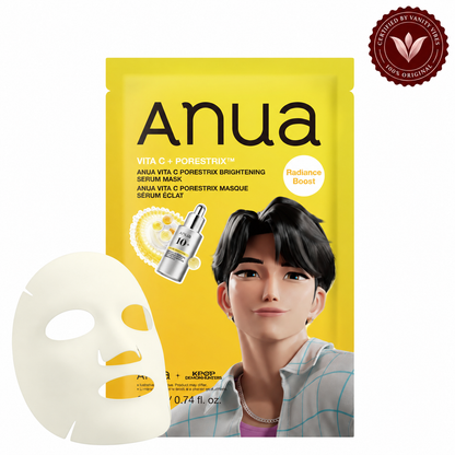 Anua Vita C Porestrix KPop Demon Hunters Edition 22ml mask with sheet mask, white background and Vanity Vibes stamp