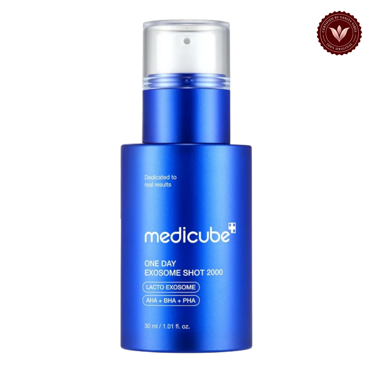 Medicube One Day Exosome Shot Pore Ampoule 2000 30ml front product photo with Vanity Vibes seal