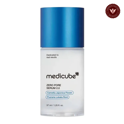 Medicube Zero Pore Serum 2.0 37ml front product photo with Vanity Vibes seal