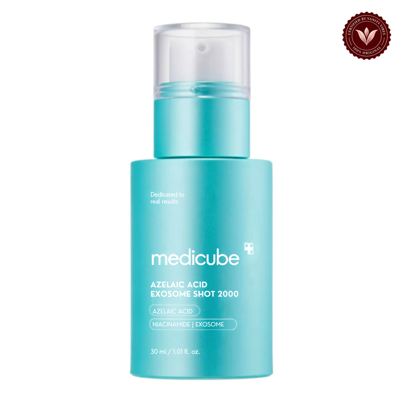 Medicube Azelaic Acid Exosome Shot Pore Ampoule 2000 30ml front product photo with Vanity Vibes seal
