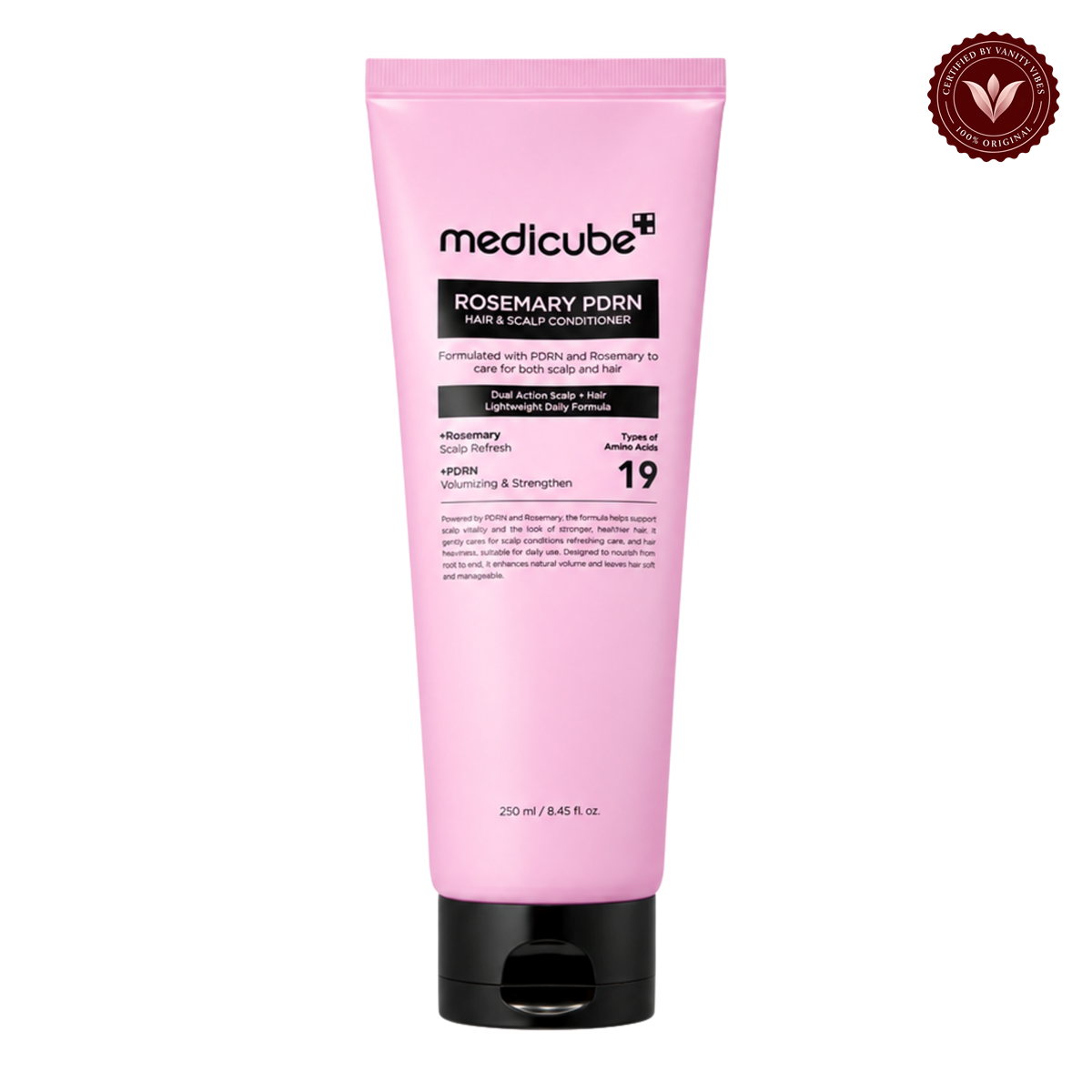 Medicube Rosemary PDRN Hair & Scalp Conditioner 250ml front product photo with Vanity Vibes seal