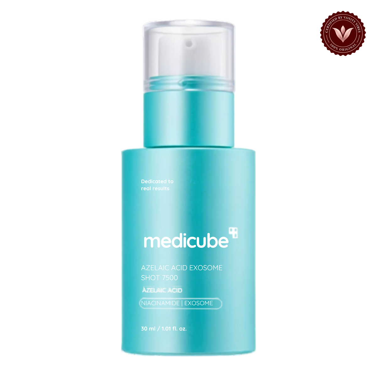 Medicube Azelaic Acid Exosome Shot Pore Ampoule 7500 30ml front product photo with Vanity Vibes seal
