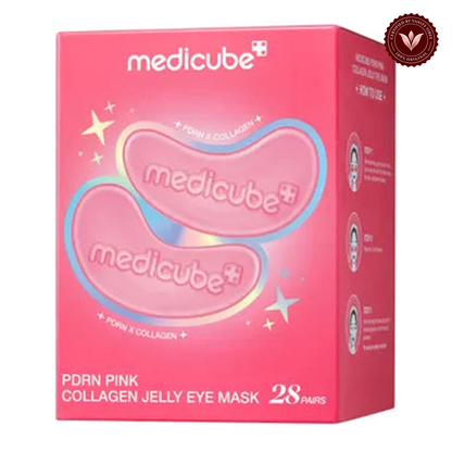 Medicube PDRN Pink Collagen Jelly Eye Mask front product photo with Vanity Vibes seal