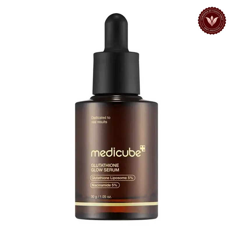 Medicube Age-R Glutathione Glow Serum 30gm product photo on a white background with the Vanity Vibes seal at upper right
