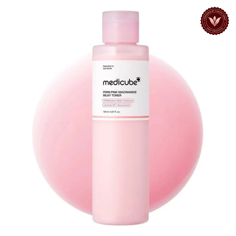 Medicube PDRN Pink Niacinamide Milky Toner 150ml alternate product photo with Vanity Vibes seal