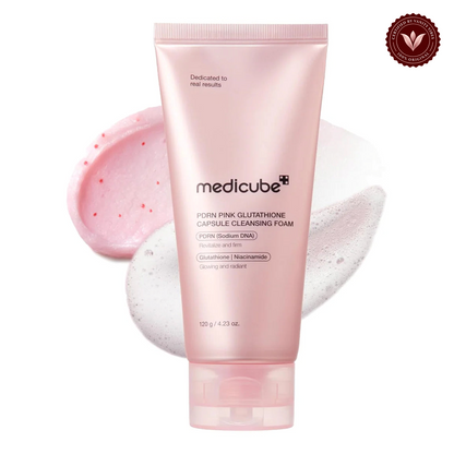 Medicube PDRN Pink Glutathione Capsule Cleansing Foam 120gm alternate product photo with Vanity Vibes seal