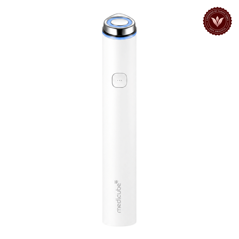 Medicube AGE-R Booster Pro Mini Device front product photo with Vanity Vibes seal