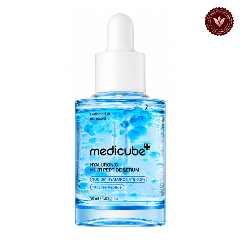 Medicube Hyaluronic Multi Peptide Serum 30ml front product photo with Vanity Vibes seal
