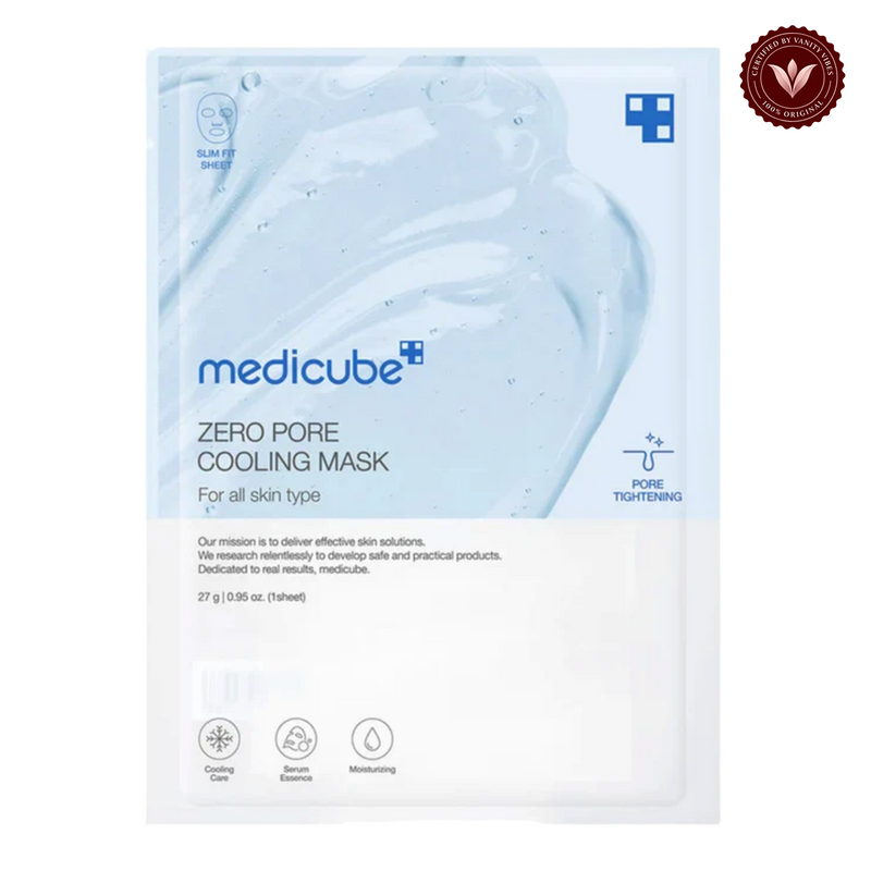 Medicube Zero Pore Cooling Mask 1 Piece front product photo with Vanity Vibes seal