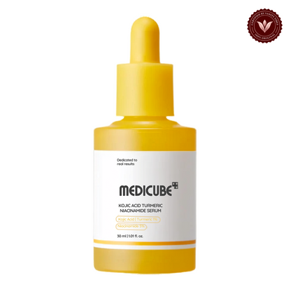 Medicube Kojic Acid Turmeric Niacinamide Serum 30ml front product photo with Vanity Vibes seal