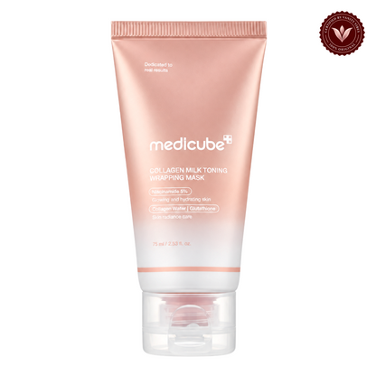 Medicube Collagen Milk Toning Wrapping Mask 75ml front product photo with Vanity Vibes seal