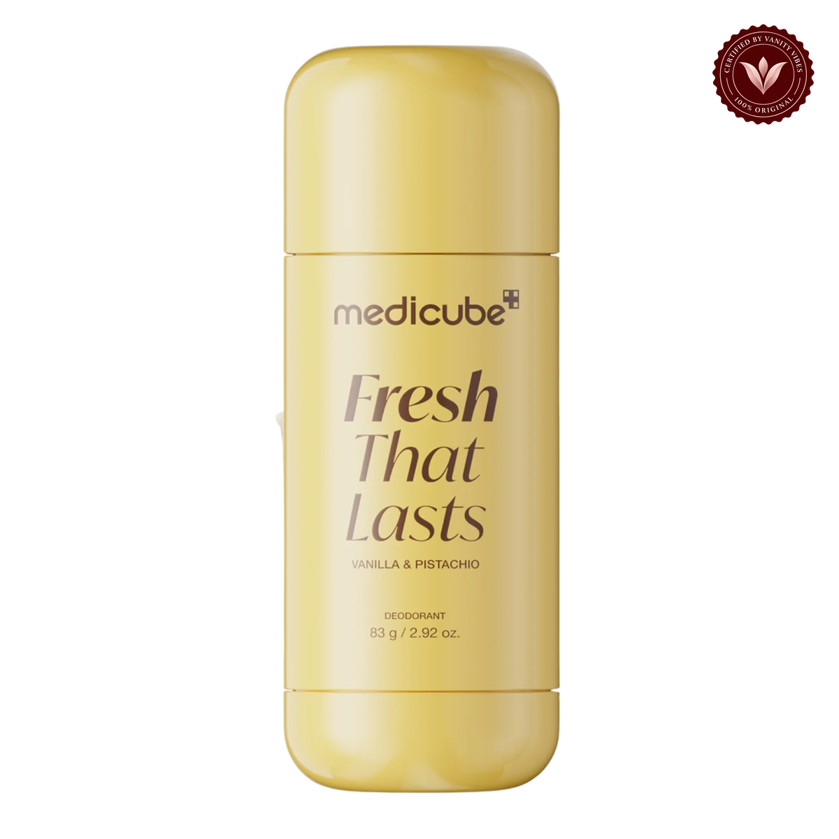 Medicube Vanilla & Pistachio Deodorant 83gm front product photo with Vanity Vibes seal