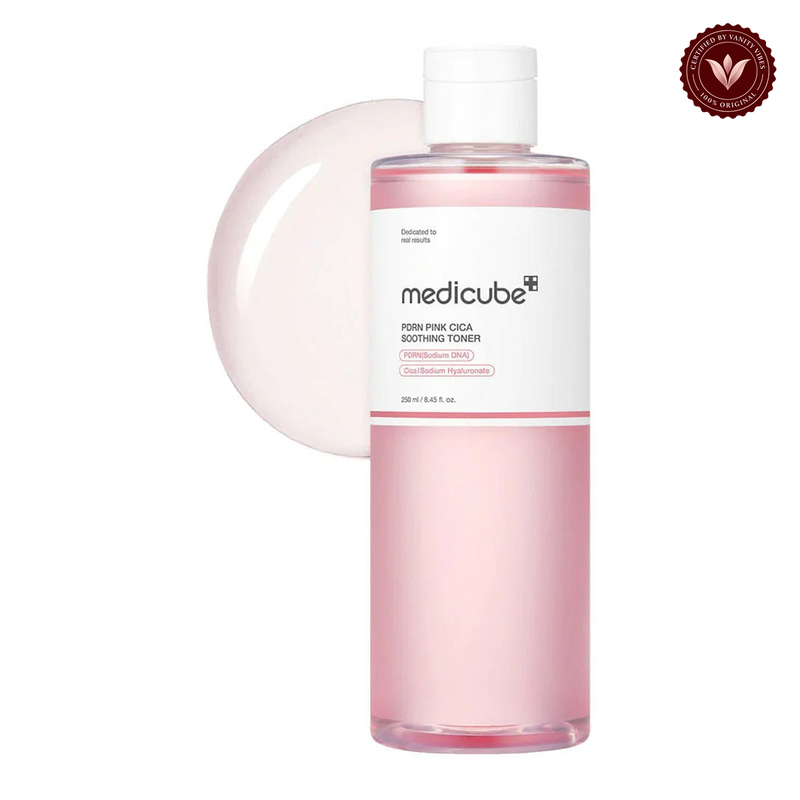 Medicube PDRN Pink Cica Soothing Toner 250ml alternate product photo with Vanity Vibes seal
