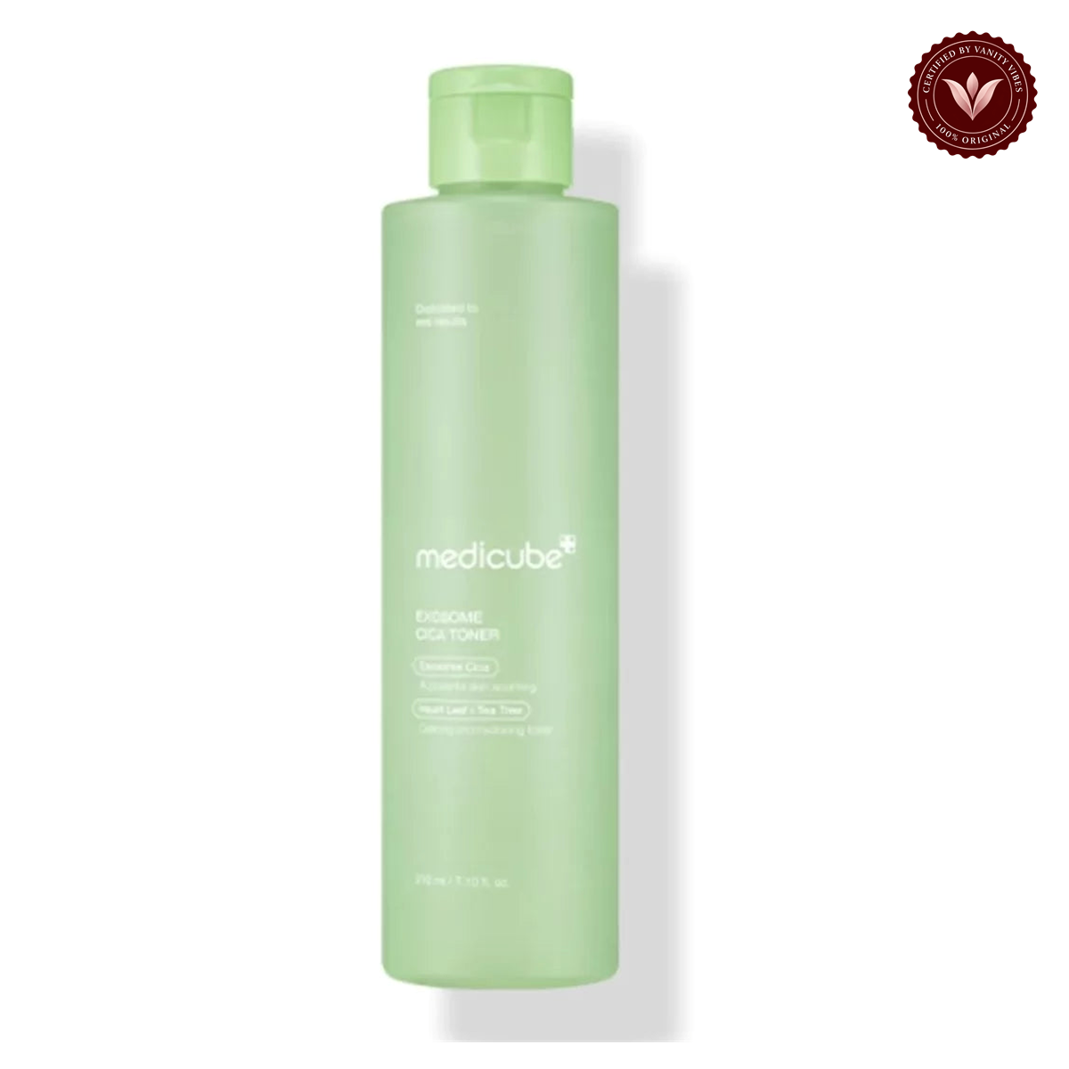 Medicube Exosome Cica Toner 210ml front product photo with Vanity Vibes seal