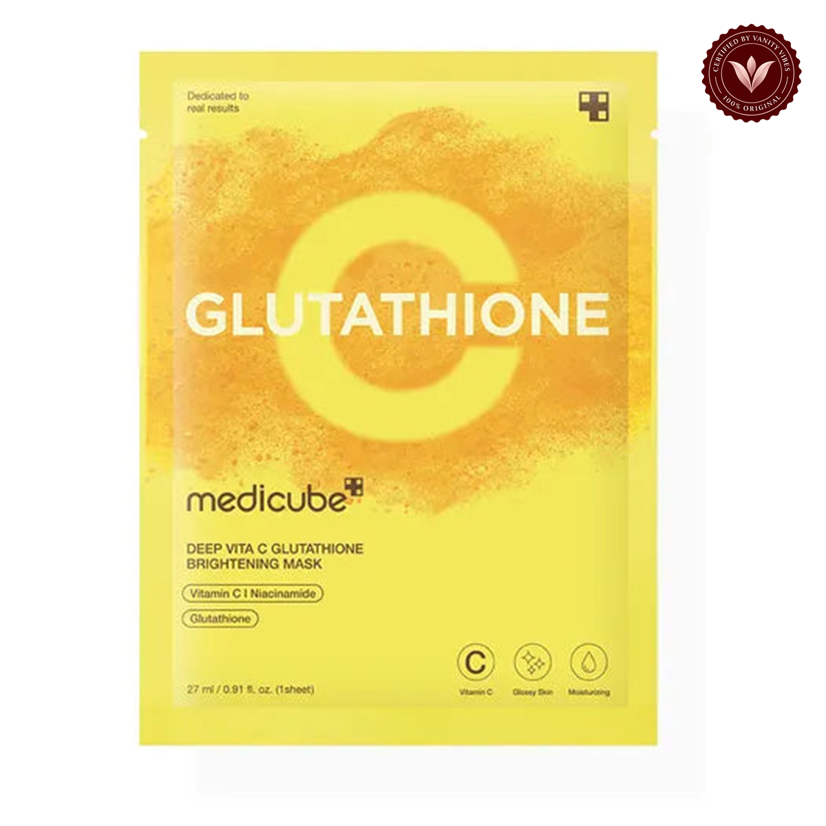 Medicube Deep Vita C Glutathione Brightening Mask - 27g front product photo with Vanity Vibes seal