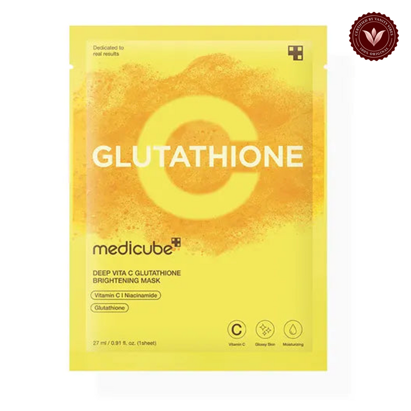 Medicube Deep Vita C Glutathione Brightening Mask - 27g front product photo with Vanity Vibes seal