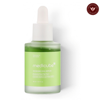 Medicube Exosome Cica Serum 30ml front product photo with Vanity Vibes seal