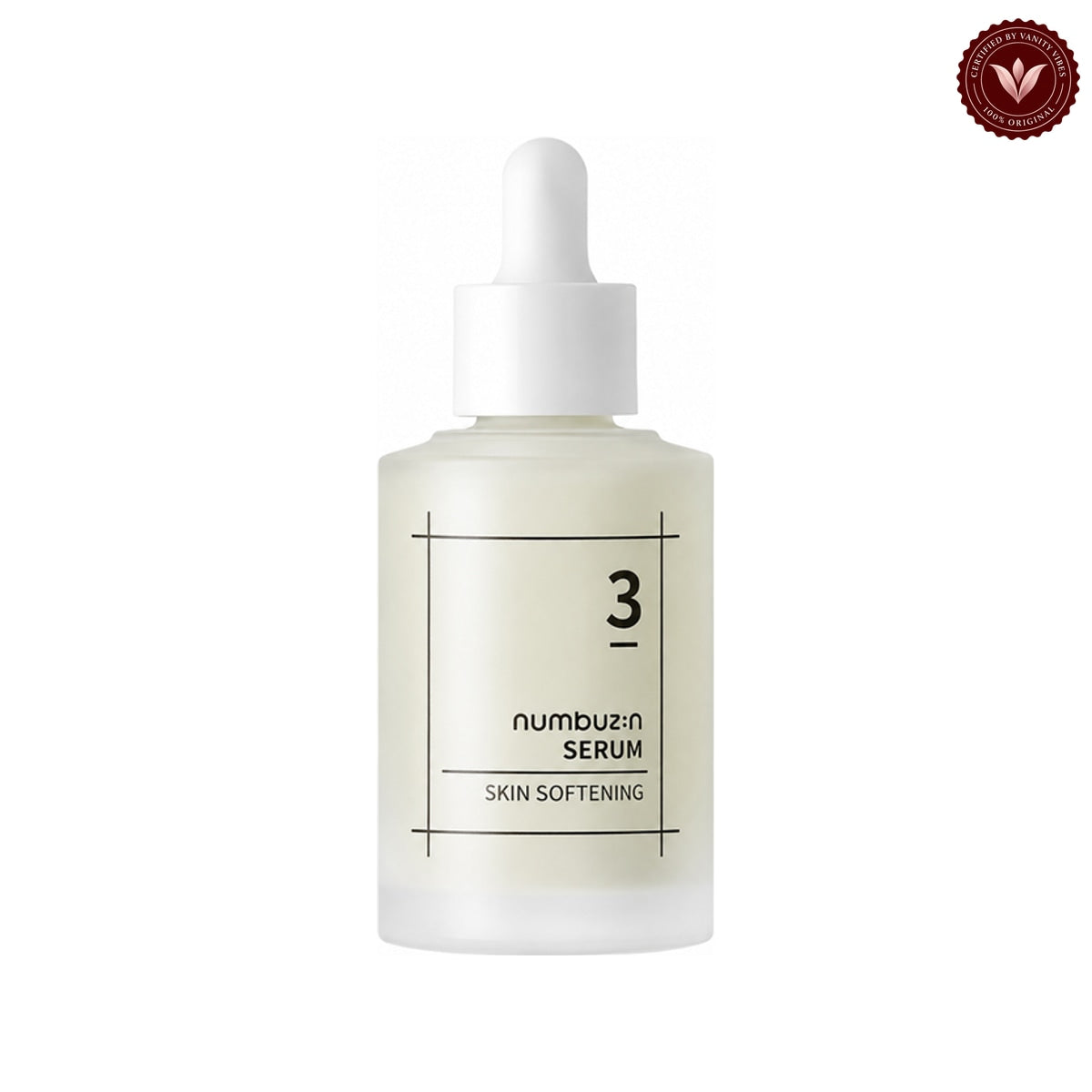 Numbuzin No.3 Skin Softening Serum 50ml on white with the official Vanity Vibes badge