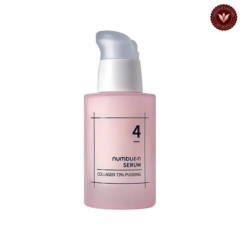 Numbuzin No.4 Collagen 73% Pudding Serum 50ml on white with the official Vanity Vibes badge