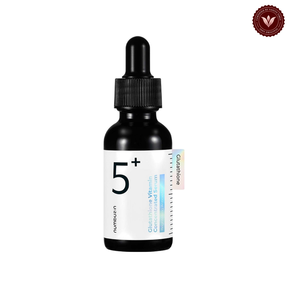 Numbuzin No.5 Glutathione Vitamin Concentrated Serum 30ml on white with the official Vanity Vibes badge