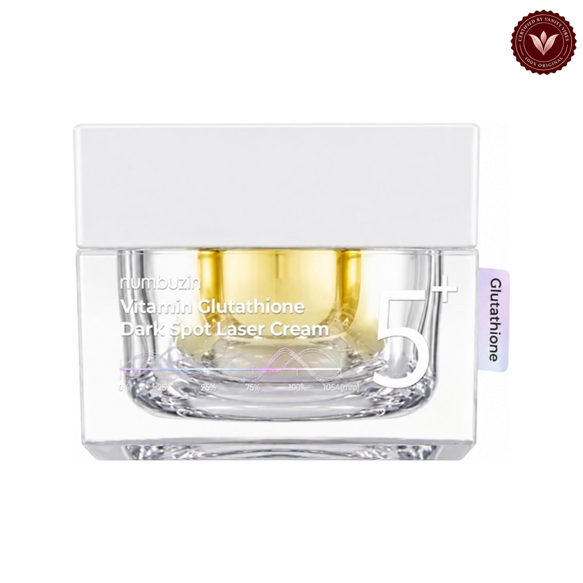 Numbuzin No.5 Vitamin Glutathione Dark Spot Laser Cream 50ml on white with the official Vanity Vibes badge