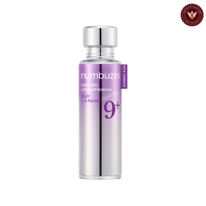 Numbuzin No.9 NAD+ Bio Lifting-Sil Essence 50ml on white with the official Vanity Vibes badge