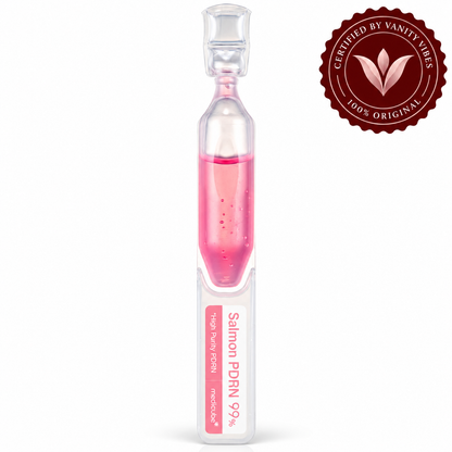 Medicube PDRN Pink One Day Serum ampoule on white with Vanity Vibes stamp