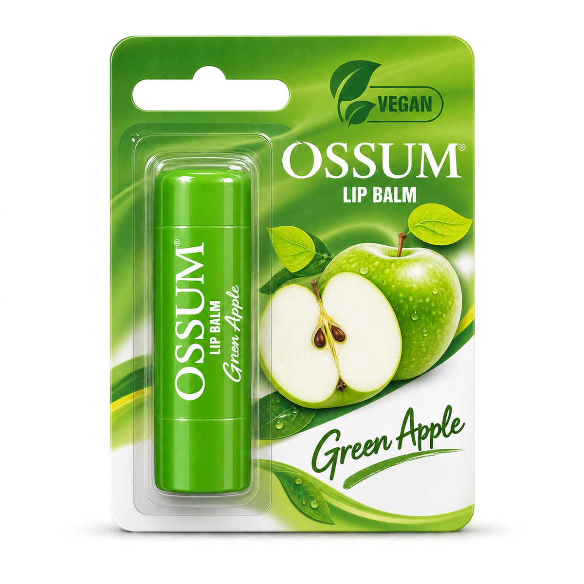 Ossum Green Apple lip balm retail packaging